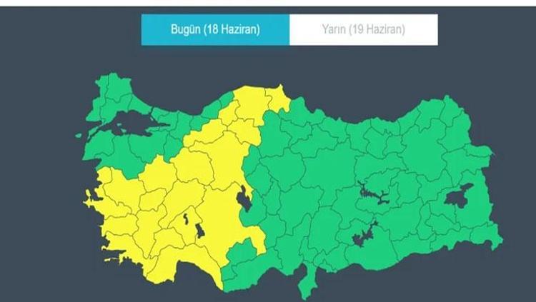 19 İL ÇİN SARI KODLU UYARI