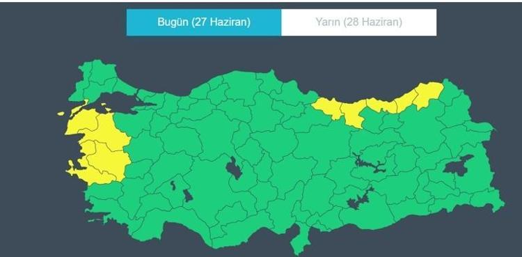 9 İL İÇİN SARI KODLU UYARI