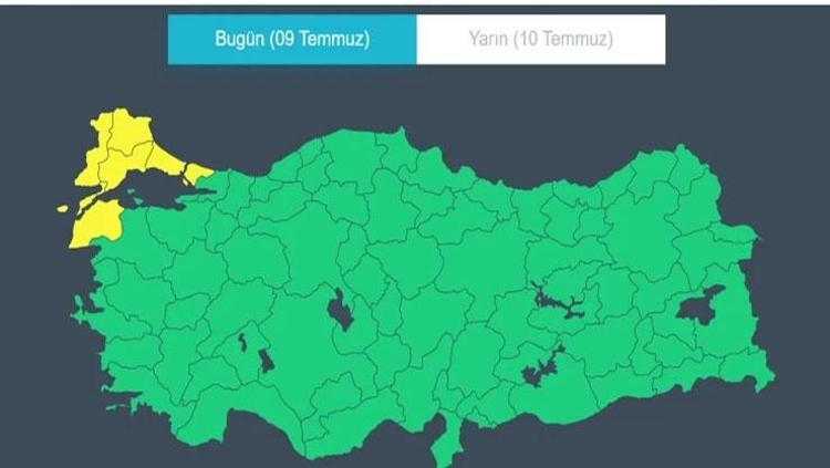 İstanbul dahil 5 il için sarı kodlu alarm AKOM kuvvetli yağış için saat verdi