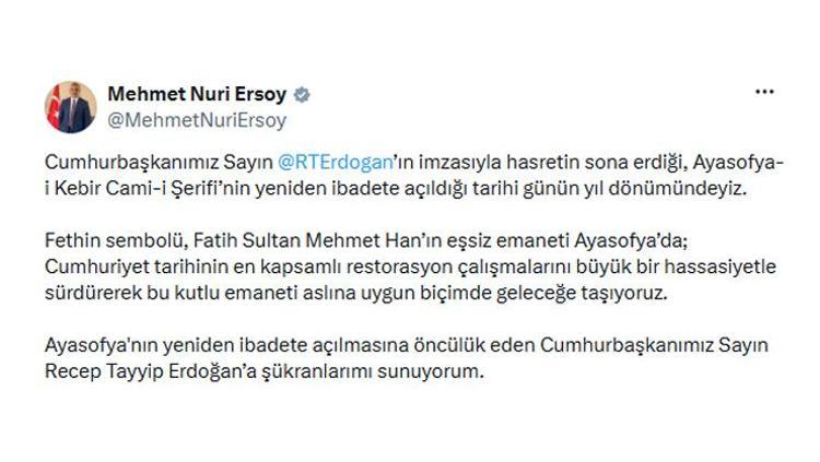 Ayasofyanın yeniden ibadete açılışının 6. yılına özel paylaşım