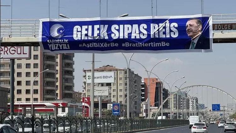 Diyarbakır’da Cumhurbaşkanı Erdoğan’a teşekkür pankartı