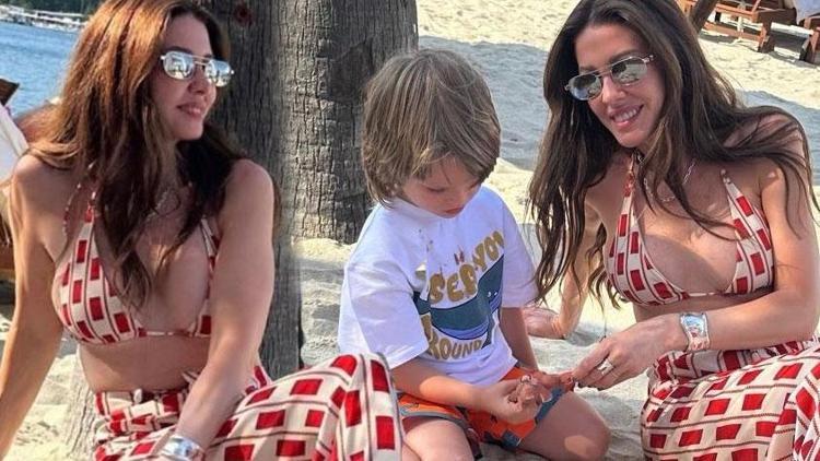 Başak Dizer ve oğlu Kurt Efeden keyifli plaj anları