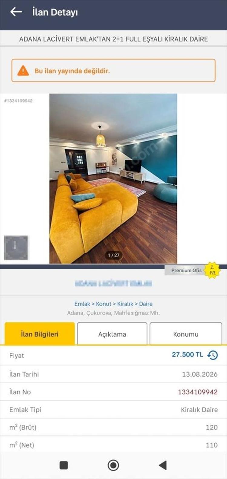 PİYASA DEĞERİNİN ÇOK ALTINDA FİYATLA YAYINLANAN İLANA DİKKAT