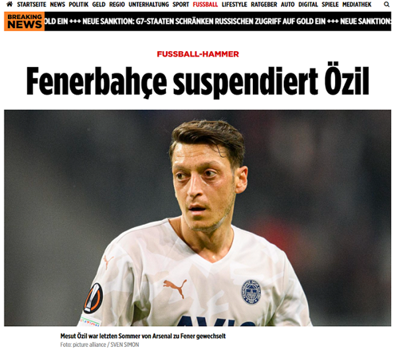 Alman gazetesi Bild, Mesut Özilin kadro dışı kalmasını böyle gördü