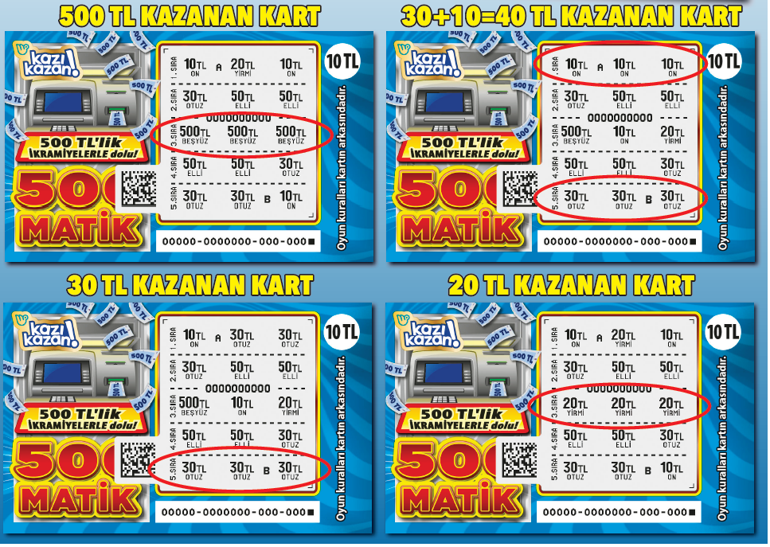 Kazı Kazanın 10 liralık oyunu çok seviliyor 500 Matik kartları ikramiye dolu