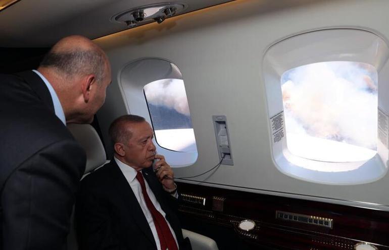 Cumhurbakanı Erdoğan, Marmaristeki yangın bölgesinde inceleme yaptı