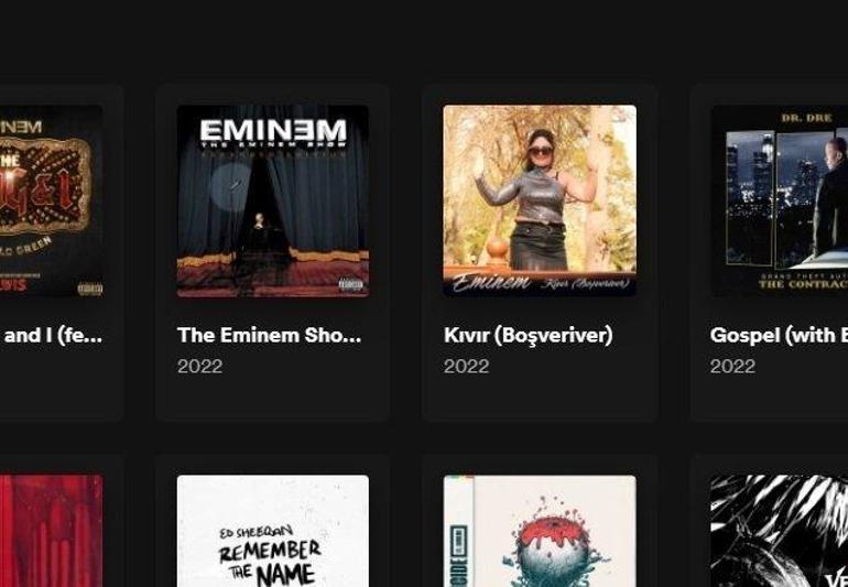 Eminemin resmi Spotify hesabına aynı isimli türkücünün şarkısı yüklendi