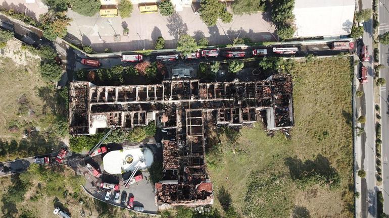 Yangın sonrası Balıklı Rum Hastanesi havadan görüntülendi