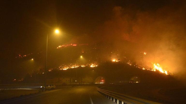 Mersin’de orman yangını Alevler geceyi aydınlattı