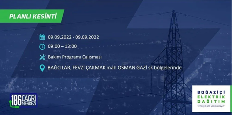 İstanbul’da elektrikler ne zaman gelecek 8-9 Eylül İstanbul BEDAŞ elektrik kesintisi bölgeleri ve saatleri