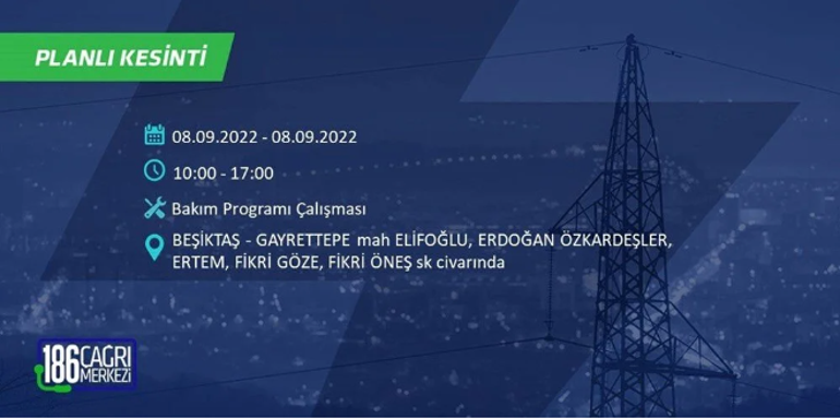 İstanbul’da elektrikler ne zaman gelecek 8-9 Eylül İstanbul BEDAŞ elektrik kesintisi bölgeleri ve saatleri