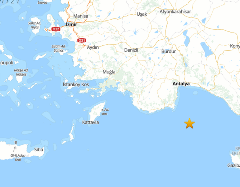 Son dakika depremleri: Antalya açıklarında 4,7 büyüklüğünde deprem