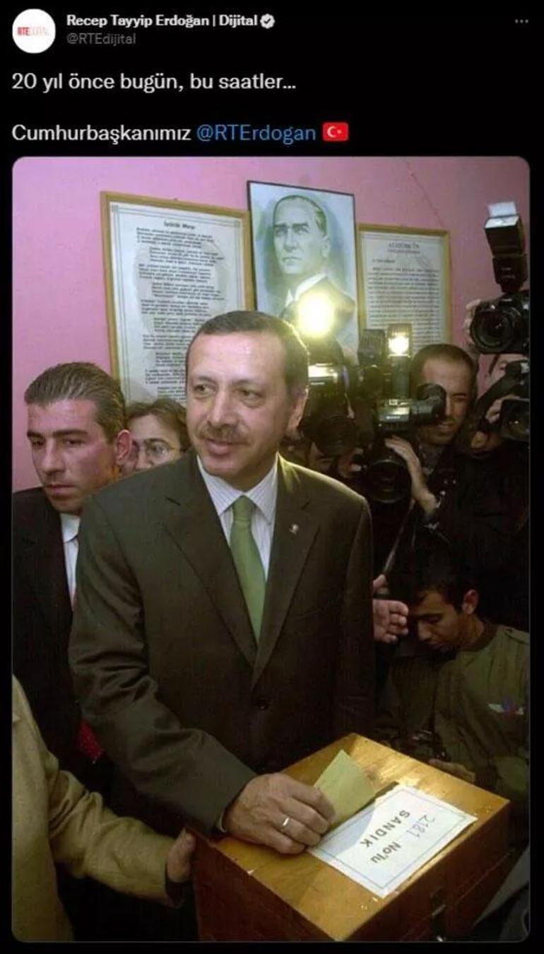 20 yıl önce... AK Partinin iktidara geldiği gün Erdoğanın fotoğrafını paylaştılar