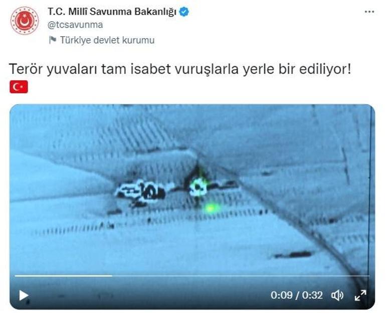 Teröristlerin inleri başlarına yıkıldı Pençe Kılıç Harekatından ilk görüntüler