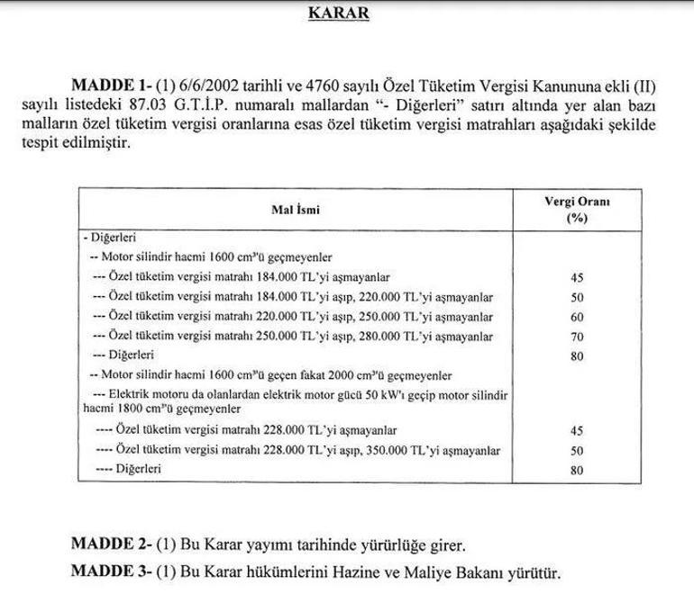 ÖTV matrah düzenlemesi resmen yayımlandı