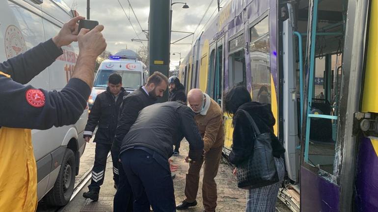 Kabataşta tramvay raydan çıktı : 4 yaralı