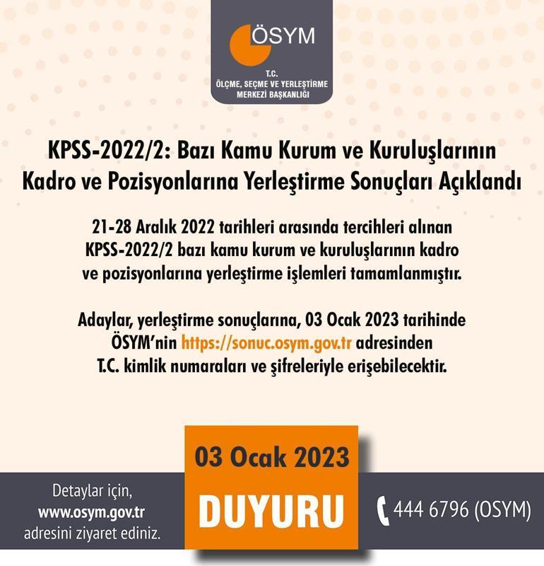 KPSS 2022/2 yerleştirme sonuç sayfası KPSS lisans, ön lisans ve ortaöğretim tercih sonuçları açıklandı