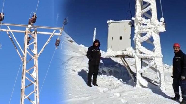 Sibirya değil Yüksekova Elektrik direkleri buz tuttu