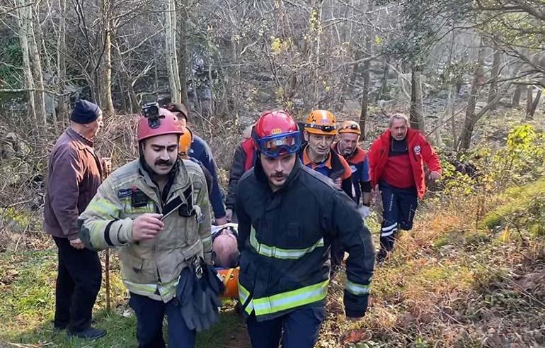 Ormanda odun toplarken 3 metre yükseklikten düştü