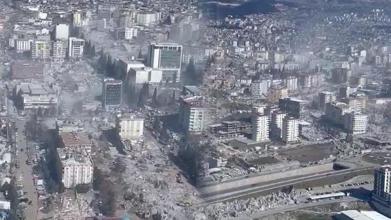 Kahramanmaraşta felaketin boyutu havadan görüntülendi