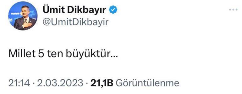İYİ Partili Dikbayır önce tweet attı sonra sildi: Millet 5ten büyüktür