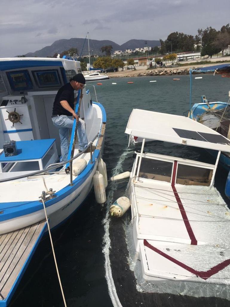 Bodrum’da şiddetli fırtına balıkçı teknesini batırdı