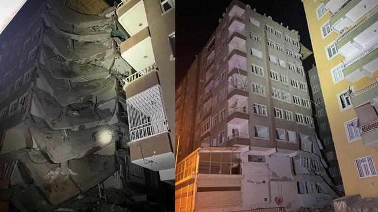 Diyarbakırda ağır hasarlı Diyargap Apartmanının bir kısmı çöktü, çevresindeki binalar boşaltıldı