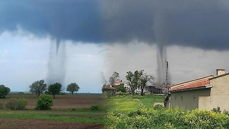 Görenler şaştı kaldı Bir yanda sağanak diğer yanda hortum