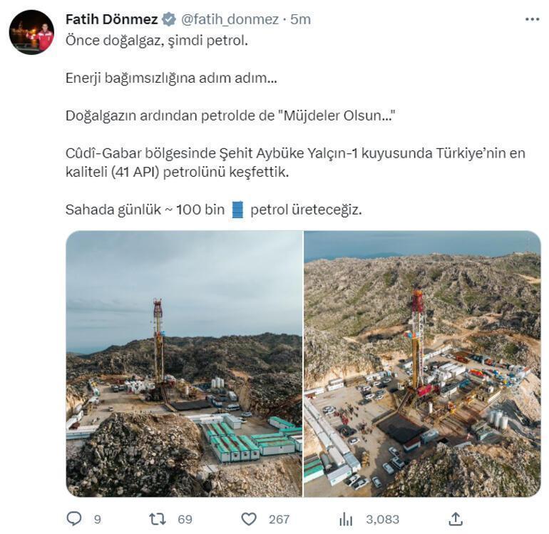 Bakan Dönmez: Türkiyenin en kaliteli petrolünü keşfettik