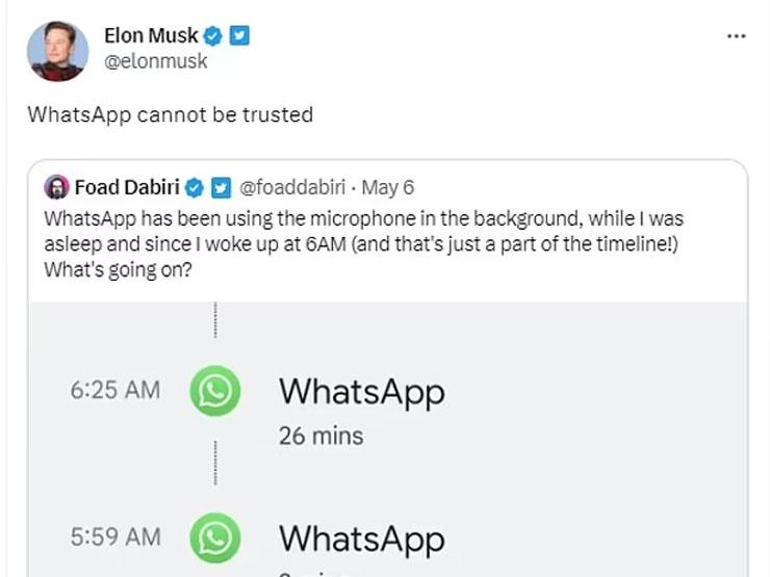 Kullanıcılar isyan etti Elon Musk: WhatsAppa güvenilmez