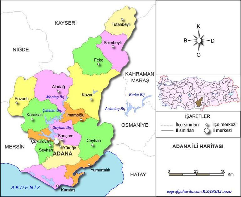 Adana haritası: Adana ilçeleri nelerdir Adana hangi bölgede yer alır
