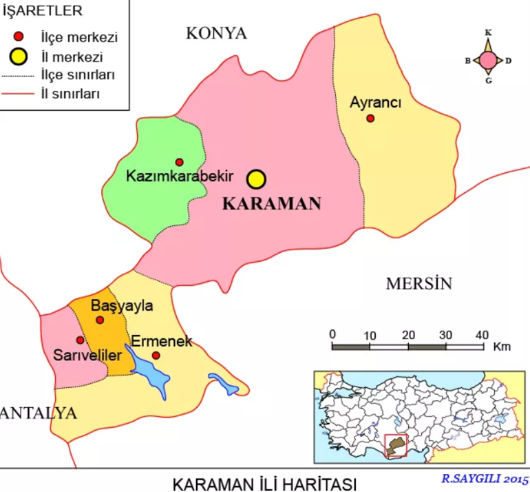 Karaman haritası: Karaman ilçeleri nelerdir Karaman hangi bölgede yer alır