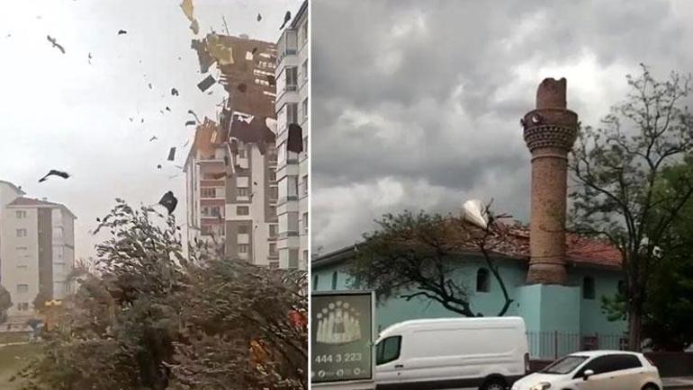 Başkentte korkutan görüntü Fırtınadan uçan koltuk binaya saplandı