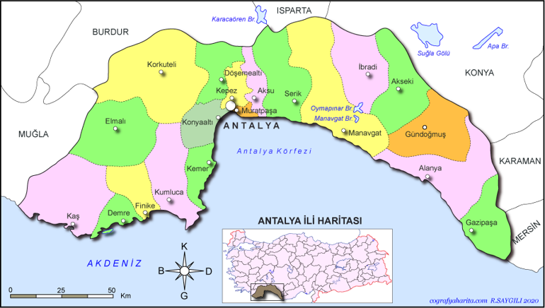 Antalya haritası: Antalya ilçeleri nelerdir Antalya hangi bölgede yer alır