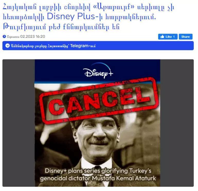 Türkiye’den Disney Plusa Ata tepkisi Ermeni gazeteden skandal ifadeler