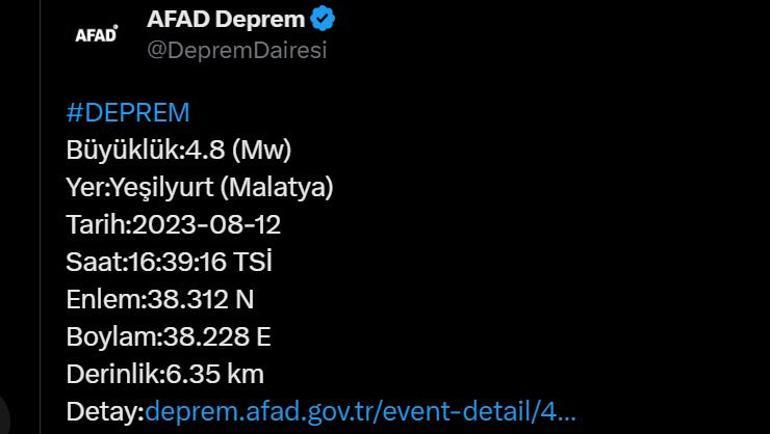 AFAD duyurdu:Malatyada art arda depremler meydana geldi