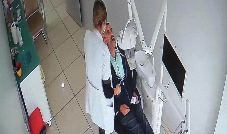 İstanbulda dehşet anları kamerada Tedaviyi beğenmeyip diş doktorunu darp etti