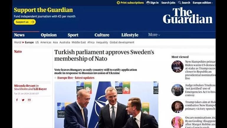 TBMMnin İsveç kararı dünyada böyle yankılandı... Cumhurbaşkanı Erdoğanın planını manşetten duyurdular
