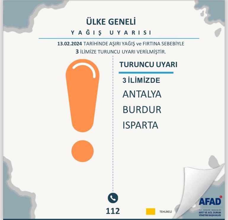 Antalya felaketi yaşarken iki ilimize daha turuncu kodlu uyarı geldi