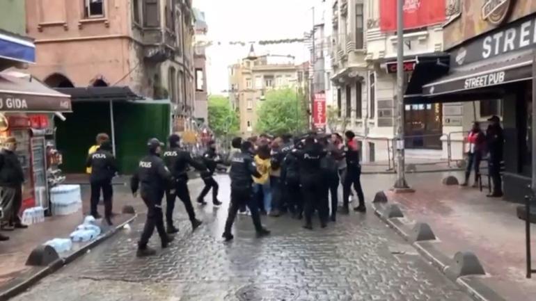 İstanbulda 1 Mayıs hareketliliği Taksime geçişlere izin verilmedi, Saraçhanede arbede yaşandı, 210 kişi gözaltına alındı