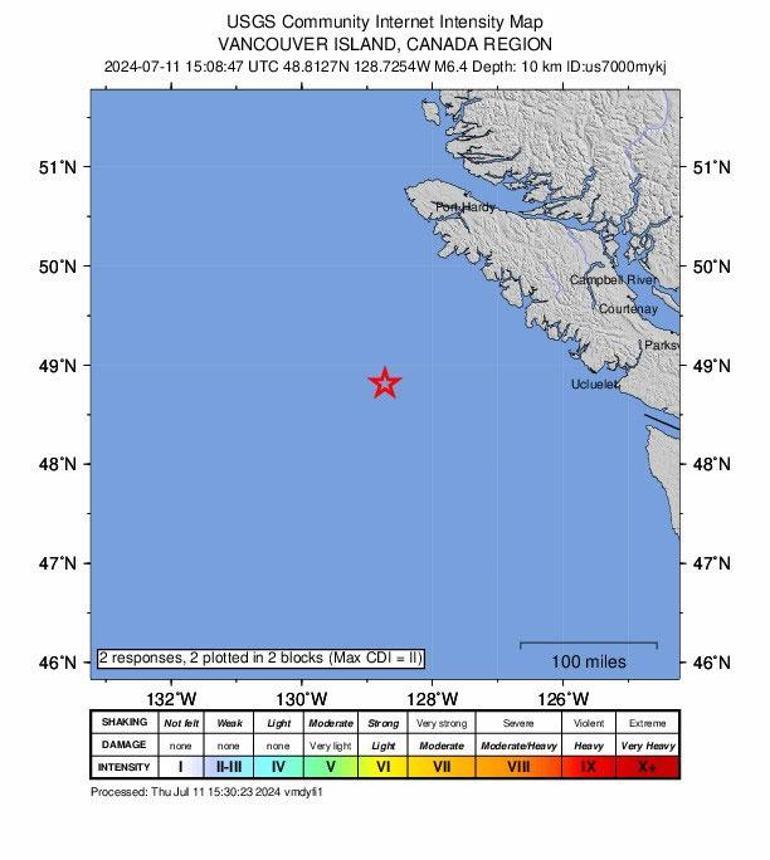 Kanada 6.4 büyüklüğünde depremle sarsıldı