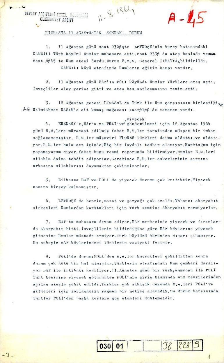 Kıbrıs Barış Harekatı için devleti alarma geçiren belgeler Yıllardır Devlet Arşivlerinde saklanıyor