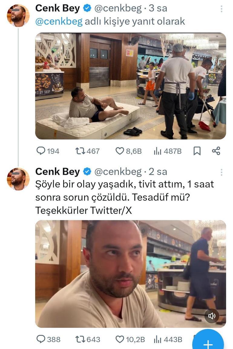 Lüks otelde Türk turiste ayrımcılık Çözüm bulamayınca yatağını restorana taşıdı