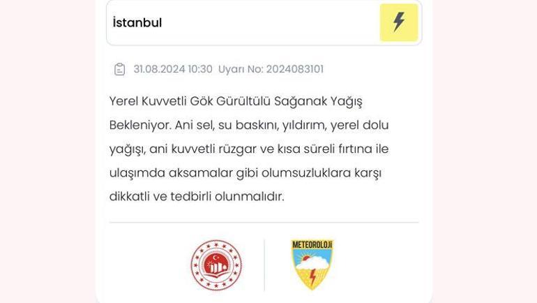 İstanbul için sarı alarm Meteoroloji bugün için saat verdi, dolu riski yüksek