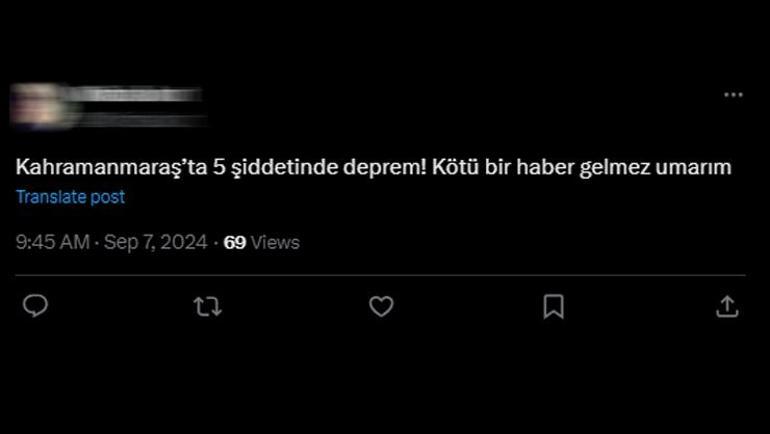 Kahramanmaraşta şiddetli deprem