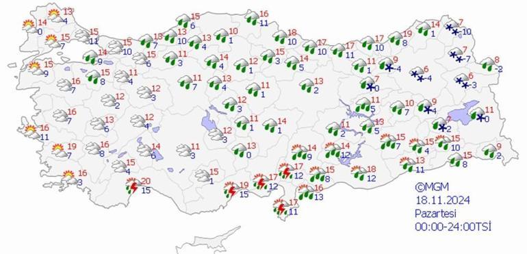 Karla karışık yağmur ve sağanak geliyor 8 il için sarı uyarı