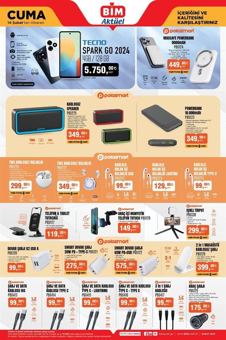 14-18 Şubat BİM AKTÜEL ÜRÜNLER: Bu hafta BİM’de ne var, hangi ürünler gelecek Elektronik ev ürünleri ve akıllı cep telefonu geliyor
