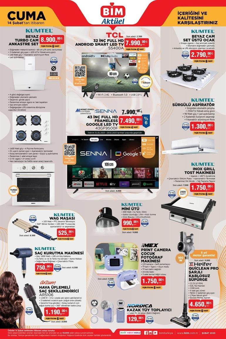 14-18 Şubat BİM AKTÜEL ÜRÜNLER: Bu hafta BİM’de ne var, hangi ürünler gelecek Elektronik ev ürünleri ve akıllı cep telefonu geliyor