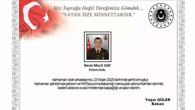 MSB paylaştı: Pençe-Kilit operasyonu bölgesinden acı haber 1 askerimiz şehit oldu