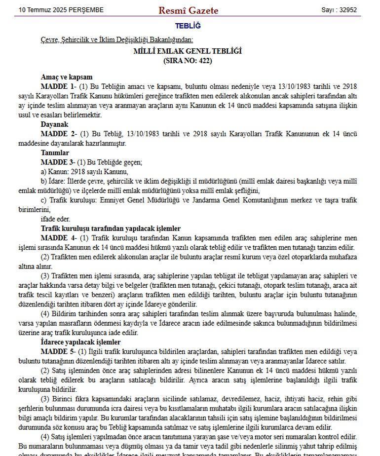 Trafikten men edilen araçlar için yeni karar Kritik 6 ay detayı